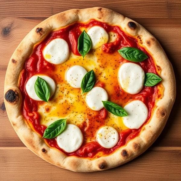Pizza Margherita DOP com mozzarella de búfala