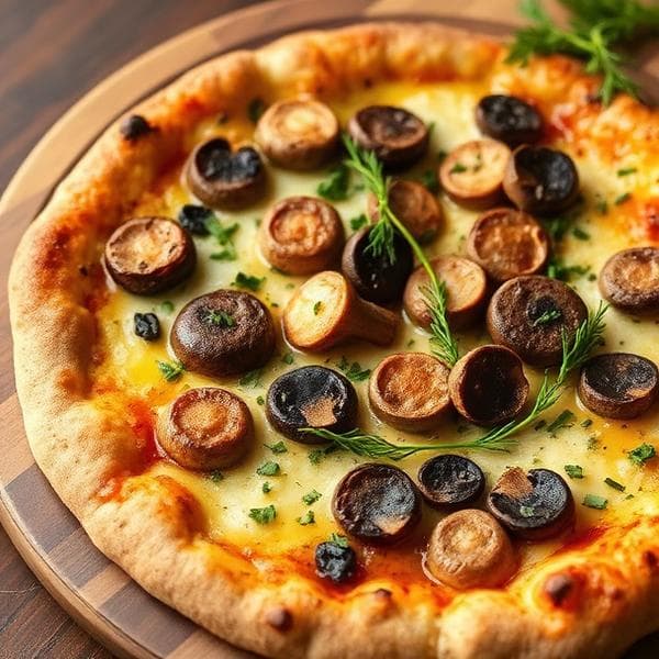 Pizza de trufa e cogumelos